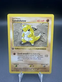 Pokemon Sandshrew 62/102 1st Edition Shadowless Base Set LP - Image 1