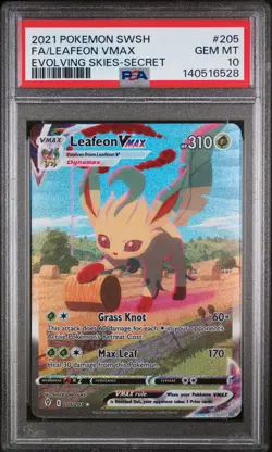 2021 POKEMON SWORD & SHIELD EVOLVING SKIES SECRET FULL ART/LEAFEON VMAX PSA 10 - Image 1