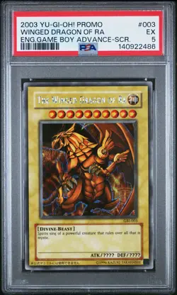 2003 YU-GI-OH! GAME BOY ADVANCE-SECRET RARE THE WINGED DRAGON OF RA PSA 5 - Image 1