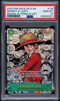 2025 ONE PIECE MANGA ALTERNATE ART OP13-118 MONKEY D. LUFFY PSA 10 - Image 1