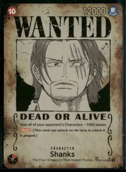 One Piece Shanks Wanted Poster OP09-004 Emperors in the New World Alternate Art - Image 1
