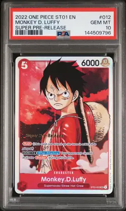 2022 ONE PIECE STARTER DECK ST01-STRAW HAT CREW #012 MONKEY D. LUFFY PSA 10 - Image 1