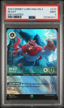 2023 DISNEY LORCANA EN 2-RISE OF THE FLOODBORN ENCHANTED #210 BEAST PSA 9 - Image 1