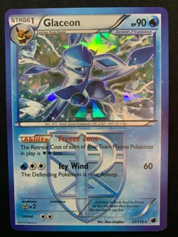GLACEON - 023/116 - PLASMA FREEZE - CRACKED ICE HOLO - RARE POKEMON CARD - MP - Image 1