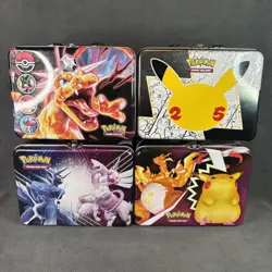 Lot of 4 Pokemon Trading Card Game Tin Lunch Box - No Cards - Image 1