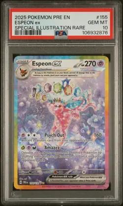 2025 POKEMON PRE EN-PRISMATIC EVOLUTIONS #155 ESPEON EX PSA 10 - Image 1