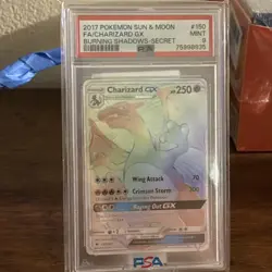 2017 POKEMON SUN & MOON BURNING SHADOWS SECRET #150 FULL ART/CHARIZARD GX PSA 9 - Image 1