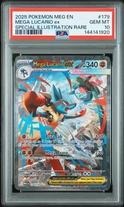 2025 POKEMON MEG SPECIAL ILLUSTRATION RARE #179 MEGA LUCARIO EX PSA 10 - Image 1