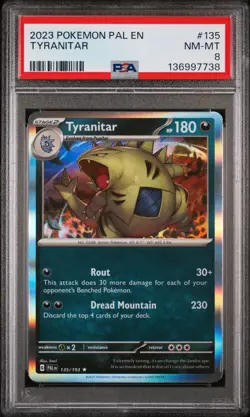 2023 POKEMON PAL EN-PALDEA EVOLVED #135 TYRANITAR PSA 8 - Image 1