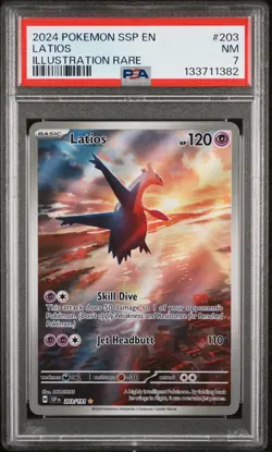 2024 POKEMON SSP EN-SURGING SPARKS ILLUSTRATION RARE #203 LATIOS PSA 7 - Image 1