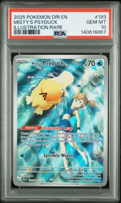 2025 POKEMON DRI EN-DESTINED RIVALS ILLUSTRATION RARE MISTY'S PSYDUCK PSA 10 - Image 1