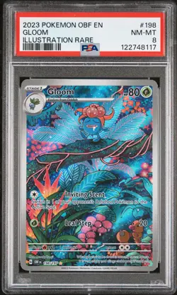 2023 POKEMON OBF EN-OBSIDIAN FLAMES ILLUSTRATION RARE #198 GLOOM PSA 8 - Image 1