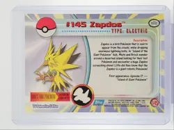 #145 ZAPDOS 1999 TOPPS POKEMON TV ANIMATION SERIES 1 Q2371 - Image 2