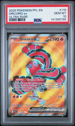 2025 POKEMON PFL EN-PHANTASMAL FLAMES ULTRA RARE #110 ORICORIO EX PSA 10 - Image 1