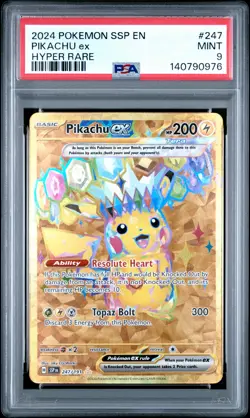 2024 POKEMON SSP EN-SURGING SPARKS HYPER RARE #247 PIKACHU EX PSA 9 - Image 1