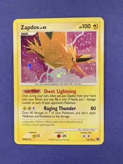 SWIRL Zapdos 14/100 English DPBP#176 Majestic Dawn Holo (LP) Pokemon TCG Rare - Image 1