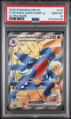 2025 POKEMON DRI EN-DESTINED RIVALS ULTRA RARE #215 CYNTHIA'S GARCHOMP EX PSA 10 - Image 1