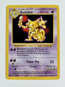 Kadabra 1999 Pokemon Game Shadowless Base Set #32/102 * Near Mint - Image 1
