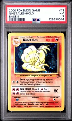 2000 POKEMON BASE SET 2 #13 NINETALES-HOLO PSA 7 - Image 1