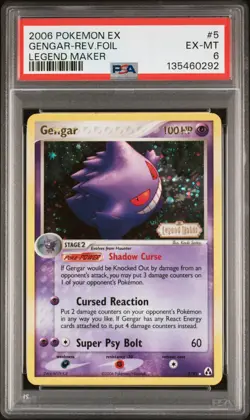 2006 POKEMON EX LEGEND MAKER #5 GENGAR-REVERSE FOIL PSA 6 - Image 1