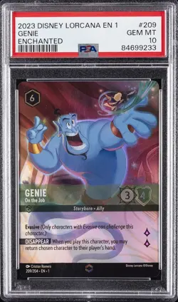 2023 DISNEY LORCANA EN 1-THE FIRST CHAPTER ENCHANTED GENIE ON THE JOB PSA 10 - Image 1