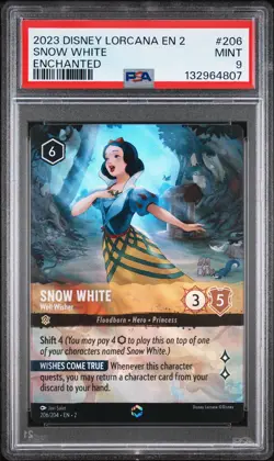 2023 DISNEY LORCANA EN 2-RISE OF THE FLOODBORN ENCHANTED SNOW WHITE PSA 9 - Image 1