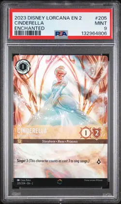 2023 DISNEY LORCANA EN 2 ENCHANTED #205 CINDERELLA - BALLROOM SENSATION PSA 9 - Image 1