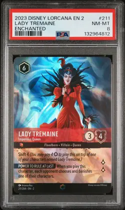 2023 DISNEY LORCANA EN 2 ENCHANTED #211 LADY TREMAINE - IMPERIOUS QUEEN PSA 8 - Image 1