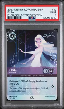 2023 DISNEY LORCANA EN P1-PROMO GIFT SET #19 ELSA GLOVES OFF PSA 9 - Image 1