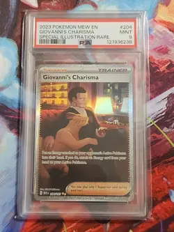 Pokemon TCG Giovanni's Charisma Full Art Trainer Card #204 MEW 151 PSA 9 - Image 1