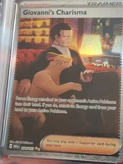 Pokemon TCG Giovanni's Charisma Full Art Trainer Card #204 MEW 151 PSA 9 - Image 2