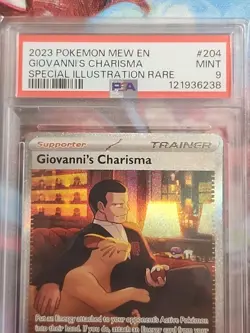 Pokemon TCG Giovanni's Charisma Full Art Trainer Card #204 MEW 151 PSA 9 - Image 3