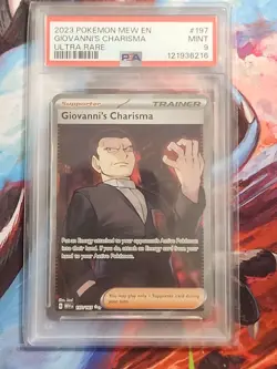 Pokemon TCG Giovanni's Charisma Mew 151 Ultra Rare Trainer Card 197/165 PSA 9 - Image 1