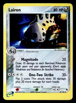 Lairon Pokemon Card E Reader Ruby And Sapphire 2003 Rev Holo #37/109 NM - Image 1