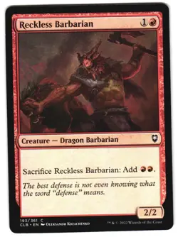 Reckless Barbarian 193 C Commander Legends: Battle for Baldur's Gate Near Mint M - Image 1