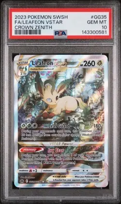 Leafeon VSTAR PSA 10 GG35/GG70 Crown Zenith Alternate Art Pokemon Card FA 2023 - Image 1