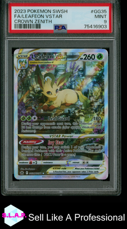 FA/LEAFEON VSTAR CROWN ZENITH POKEMON SWSH CROWN ZENITH 2023 GG35 PSA 9 - Image 1