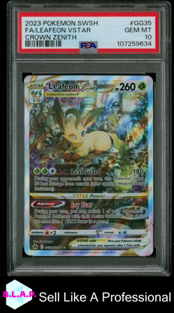 FA/LEAFEON VSTAR CROWN ZENITH POKEMON SWSH CROWN ZENITH 2023 GG35 PSA 10 - Image 1