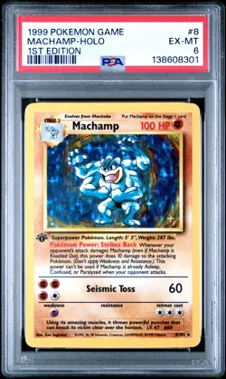 1999 POKEMON BASE SET 1ST EDITION #8 MACHAMP-HOLO PSA 6 - Image 1