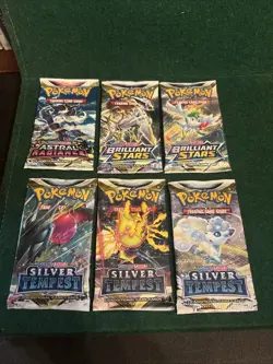 Lot Of 6 Pokemon Unopened Packs Sword And Shield Astral, Brilliant & Tempest - Image 1