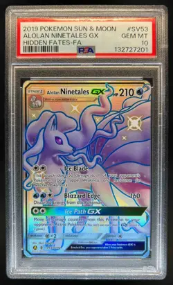 2019 Pokemon SM Hidden Fates Alolan Ninetales GX #SV53/SV94 PSA 10 - Image 1