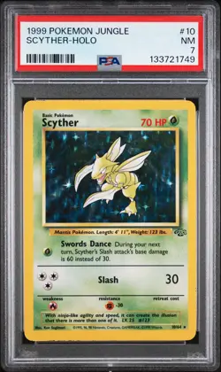 1999 POKEMON JUNGLE #10 SCYTHER-HOLO PSA 7 - Image 1