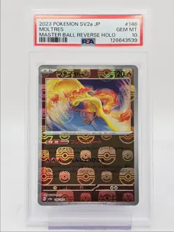 MOLTRES 2023 POKEMON JAPANESE SV 151 MASTER BALL REVERSE HOLO PSA 10 Q0004 - Image 1