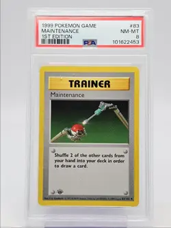 MAINTENANCE 1999 POKEMON BASE SET 1ST EDITION UNCOMMON 83/102 PSA 8 Q0004 - Image 1