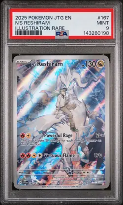 2025 POKEMON JTG EN-JOURNEY TOGETHER ILLUSTRATION RARE #167 N'S RESHIRAM PSA 9 - Image 1