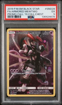 2019 POKEMON SM COLLECTOR CHEST #SM228 FULL ART/ARMORED MEWTWO PSA 5 - Image 1