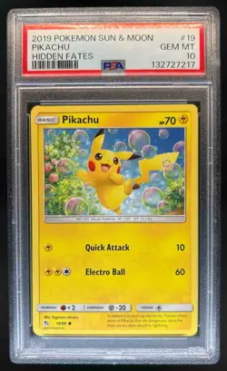 2019 Pokemon SM Hidden Fates Pikachu #19/68 PSA 10 - Image 1