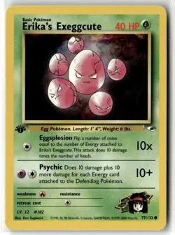 Erika's Exeggcute ⭐ 77/132 1st Edition Common Gym Heroes 2000 Pokemon LP - Image 1
