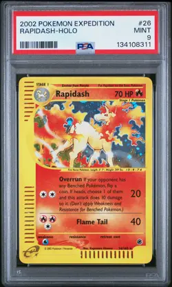 2002 POKEMON EXPEDITION #26 RAPIDASH-HOLO PSA 9 - Image 1