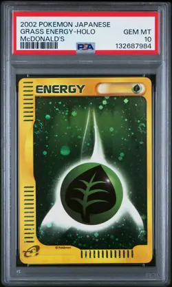2002 POKEMON JAPANESE MCDONALD'S GRASS ENERGY-HOLO PSA 10 - Image 1